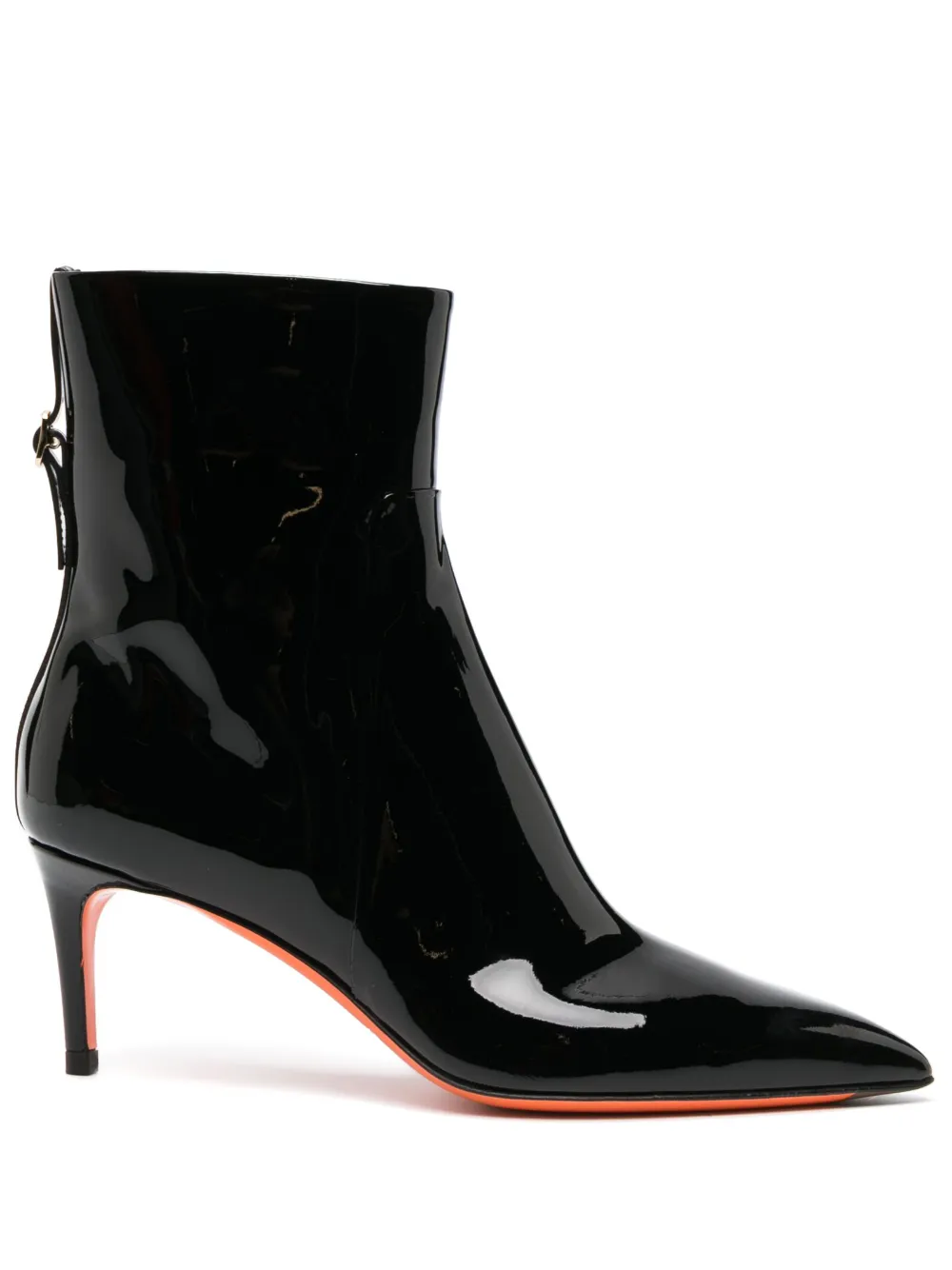 Santoni Leather Ankle Boot In Schwarz