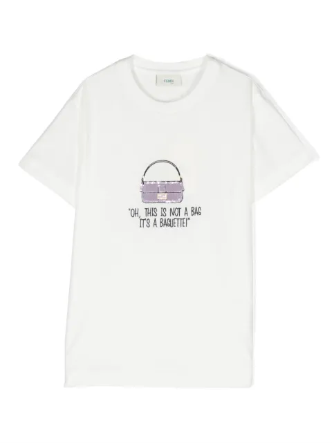 Fendi Kids embroidered-motif cotton T-shirt