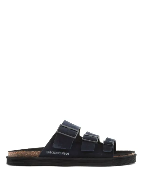Emporio Armani debossed-logo suede sandals