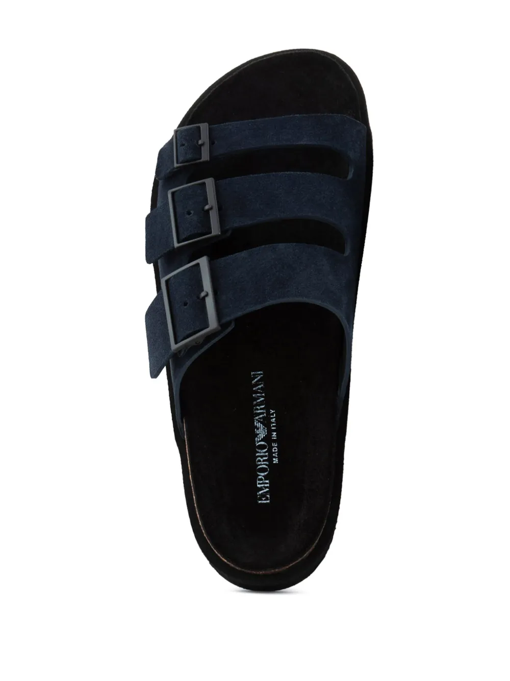 Emporio Armani Logo-print Suede Slides In Black