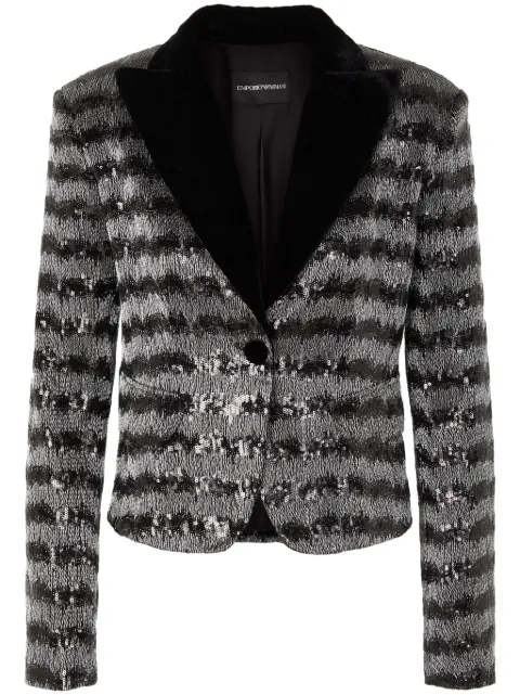 Emporio Armani striped sequin cropped blazer