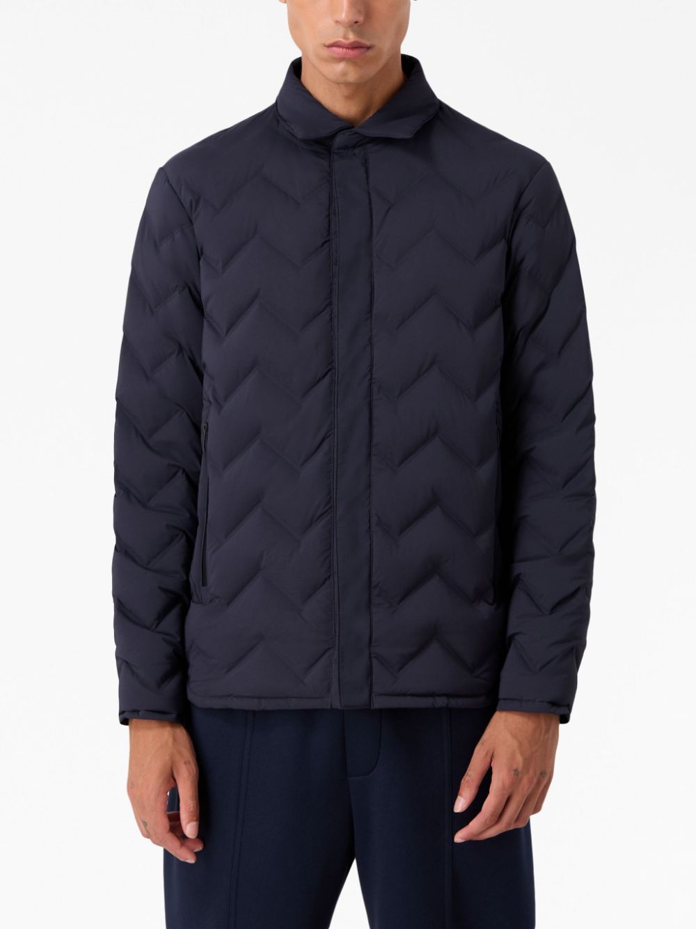 Emporio Armani logo-patch chevron-quilted down jacket Men