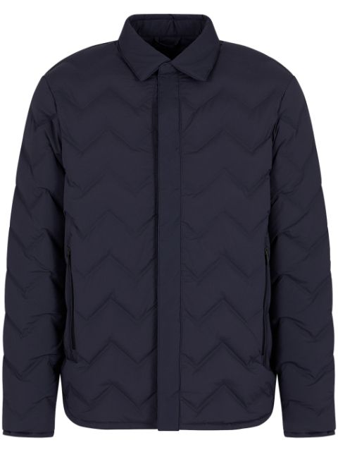 Emporio Armani logo-patch chevron-quilted down jacket Men