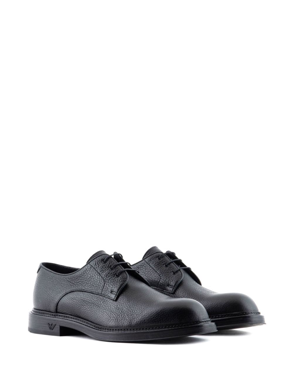 Shop Emporio Armani Lace-up Leather Derby Shoes In Black