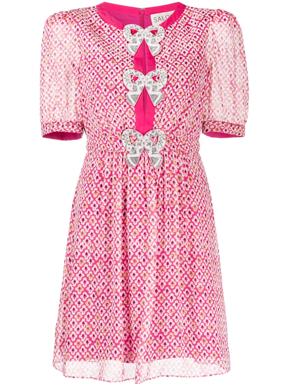 Saloni Jamie jurk met print Roze