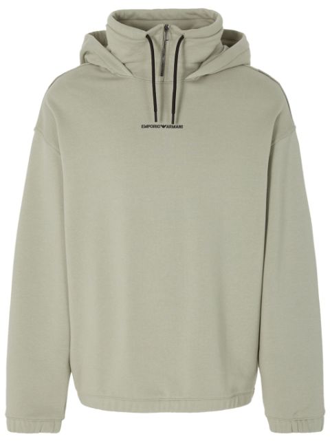 Emporio Armani logo-print half-zip cotton hoodie Men