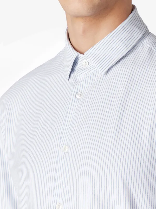 Giorgio Armani Striped cotton-blend Shirt | Blue | FARFETCH IN