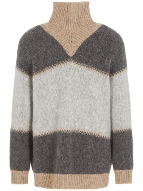 Giorgio Armani colour-block high-neck jumper Men