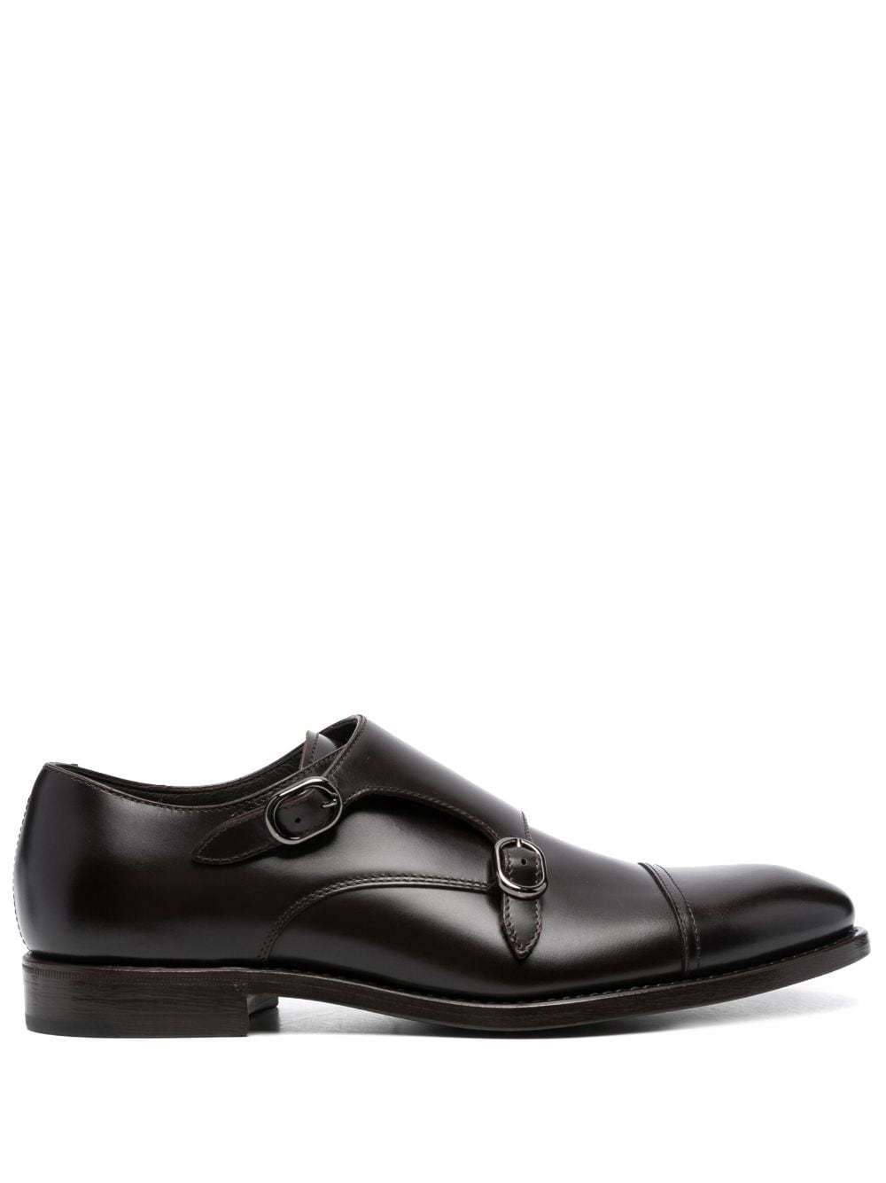 Shop Henderson Baracco Almond-toe Leather Monk Shoes In Brown