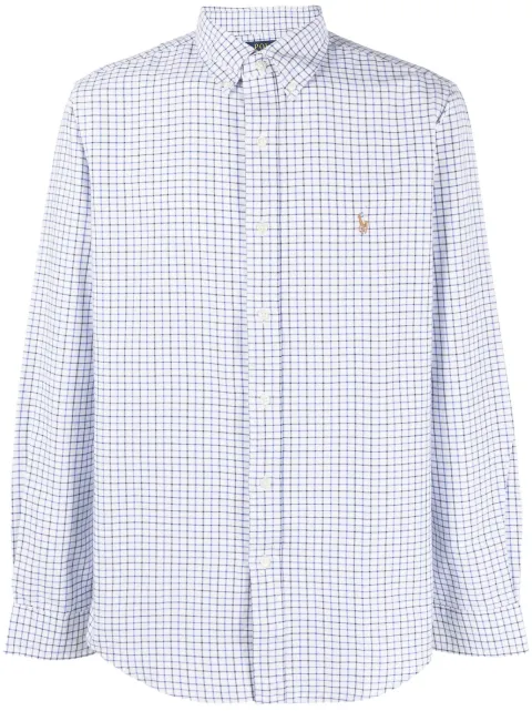 Polo Ralph Lauren grid-pattern logo-embroidered cotton shirt