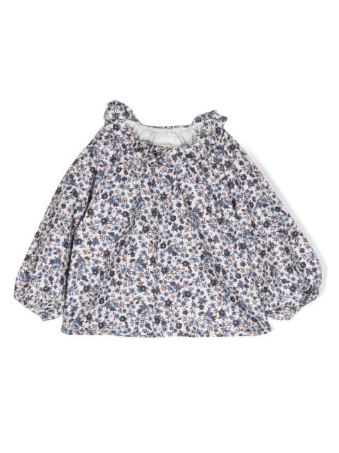 TEDDY & MINOU floral-print ruffled cotton blouse