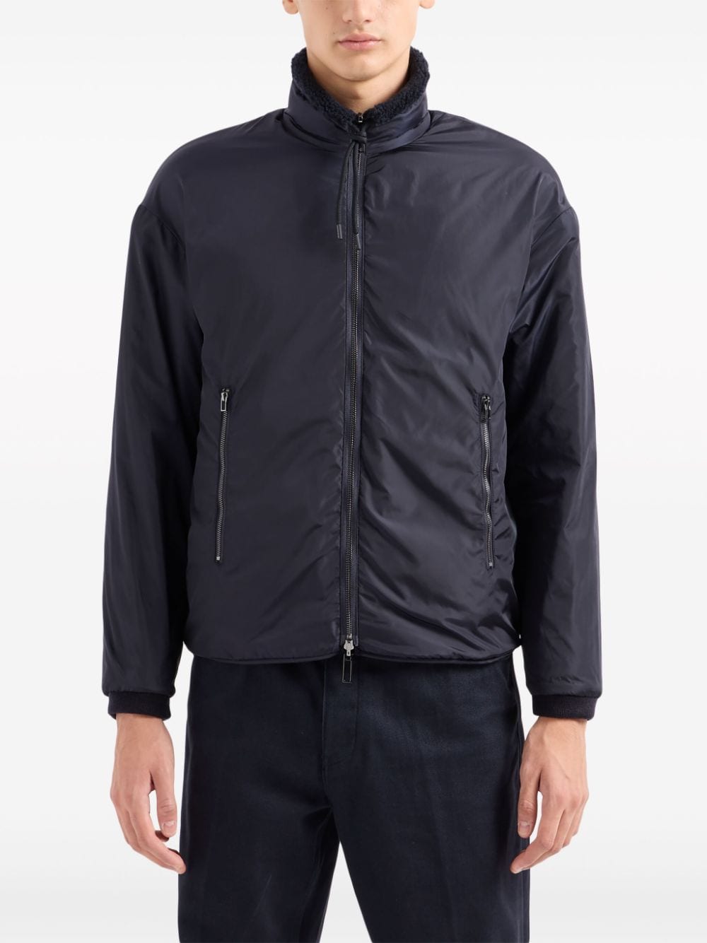 Shop Emporio Armani Logo-embroidered Reversible Jacket In Black