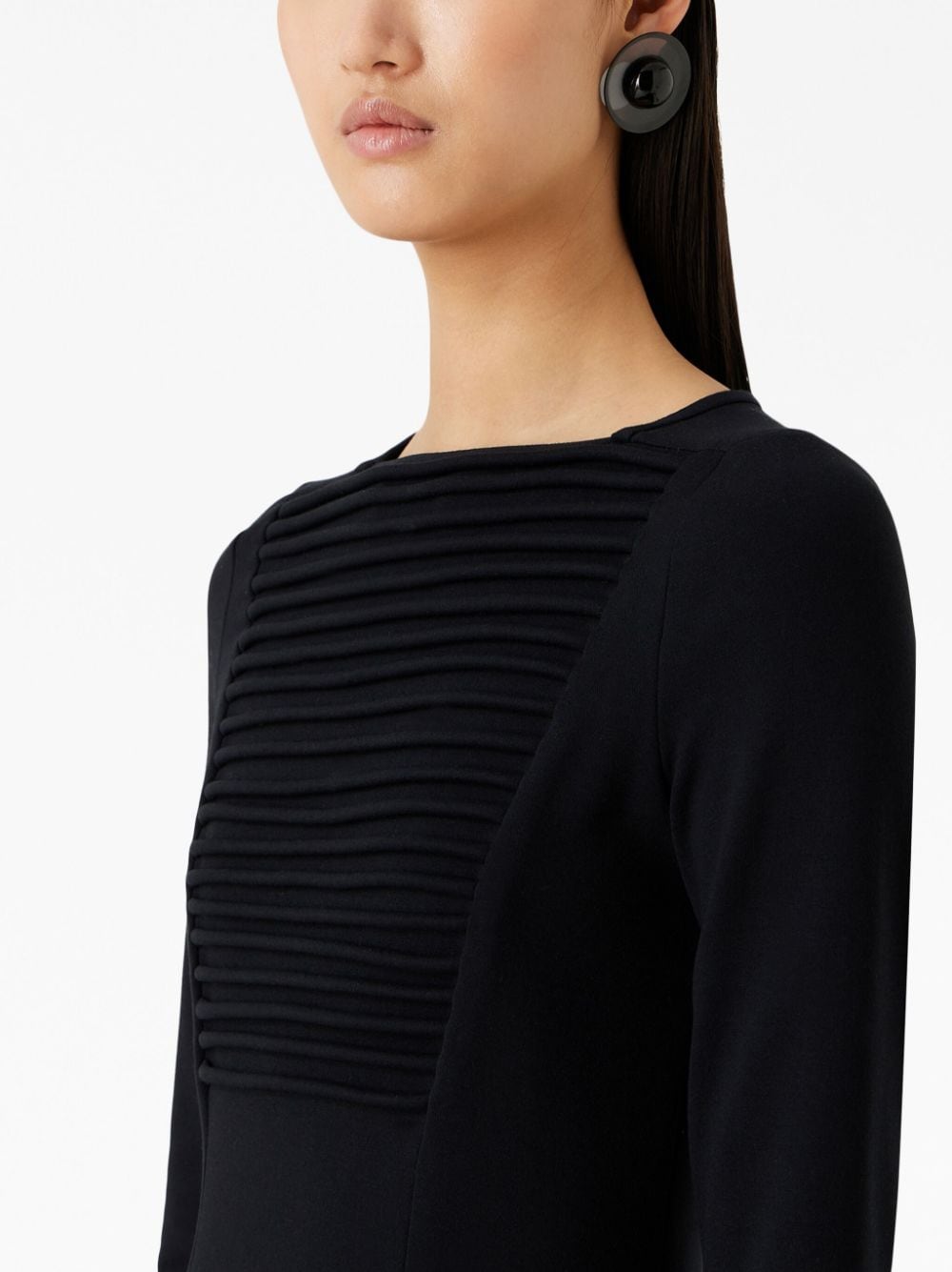 Shop Emporio Armani Ribbed-bib Long-sleeved Dress In Black