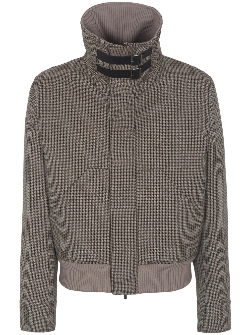 Emporio Armani Check-print Wool Jacket In Brown