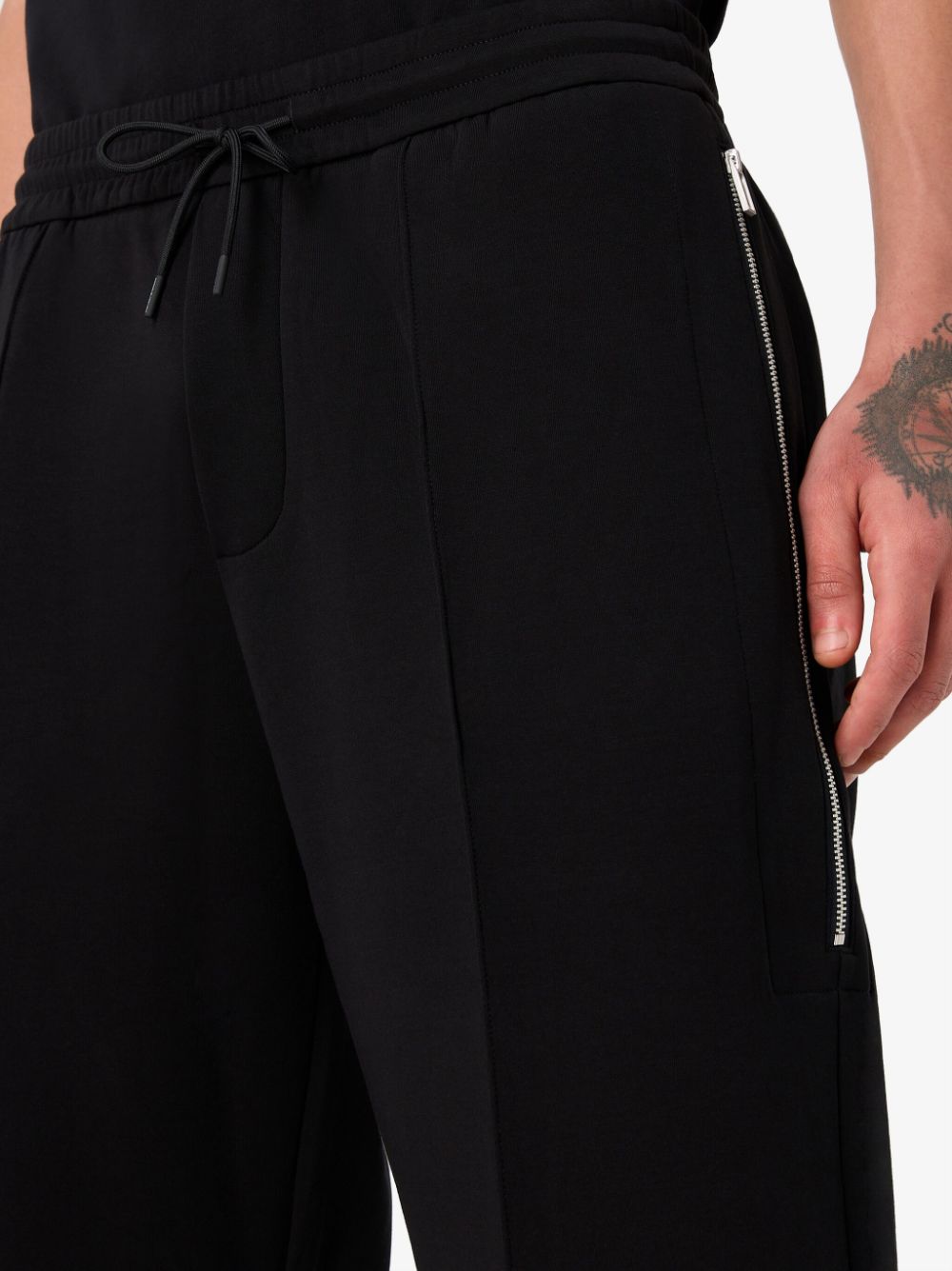 Shop Emporio Armani Drawstring Cotton Track Pants In Black