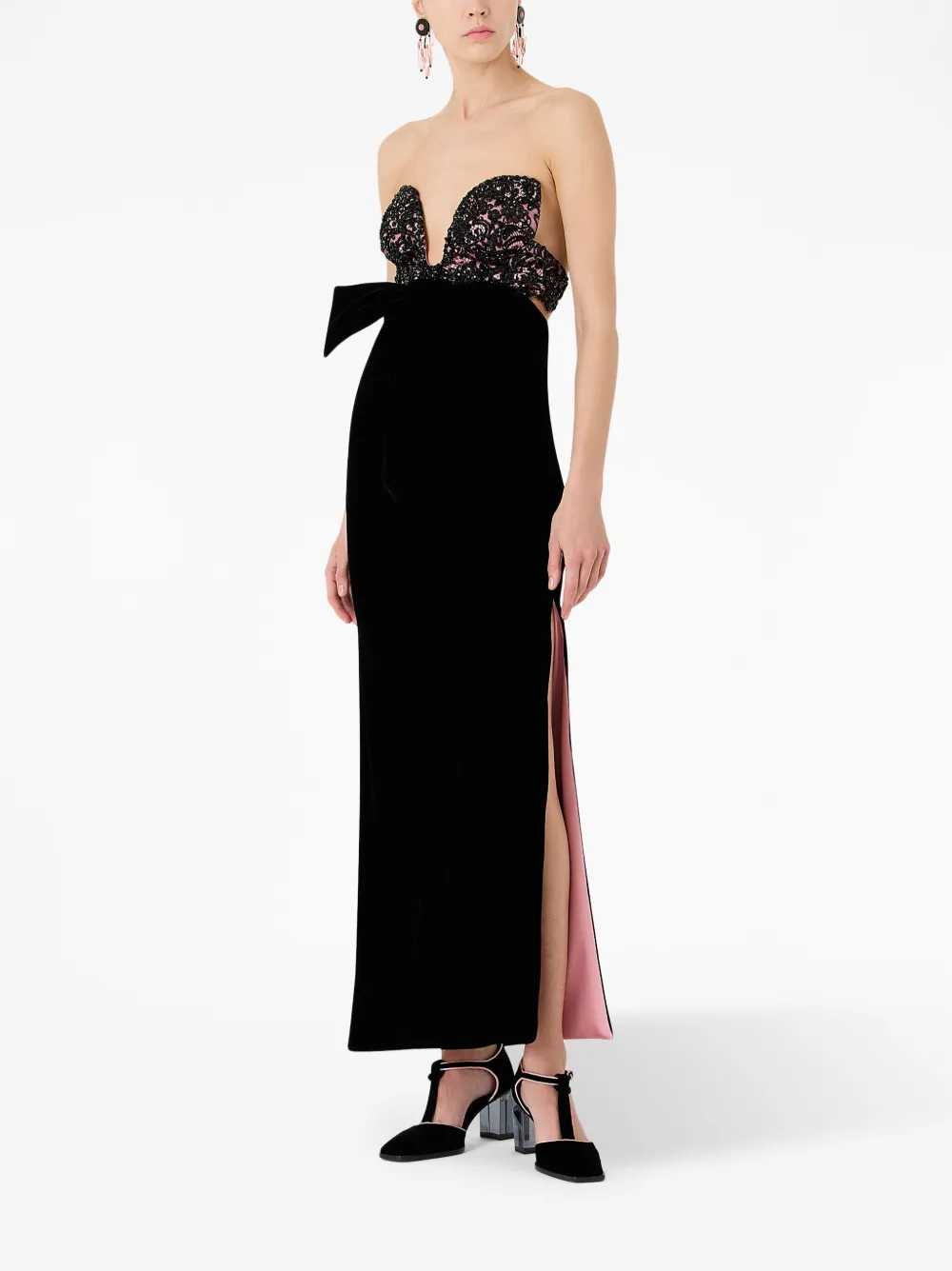 crystal-embellished bustier maxi dress