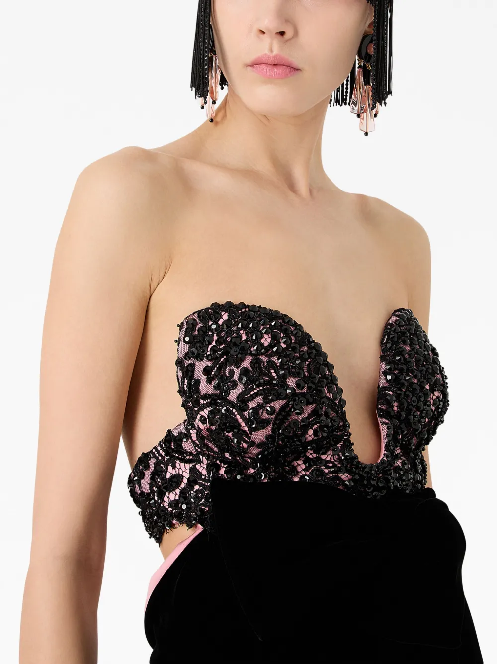 crystal-embellished bustier maxi dress