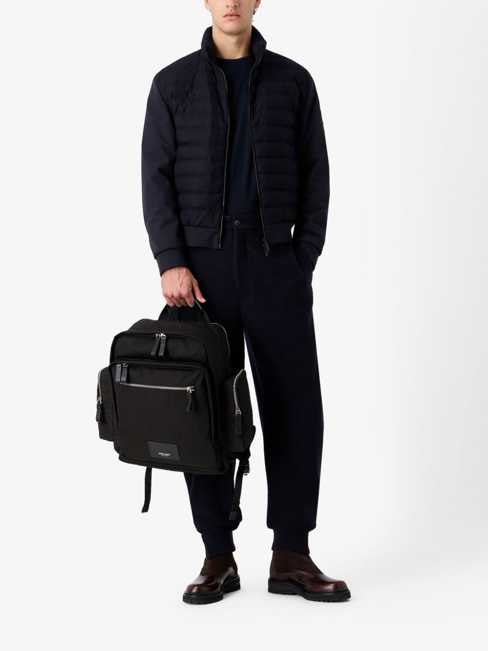 Giorgio Armani high-neck padded jacket - Zwart