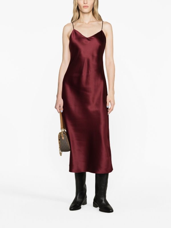 Polo Ralph Lauren V-neck Mulberry Silk Midi Dress - Farfetch