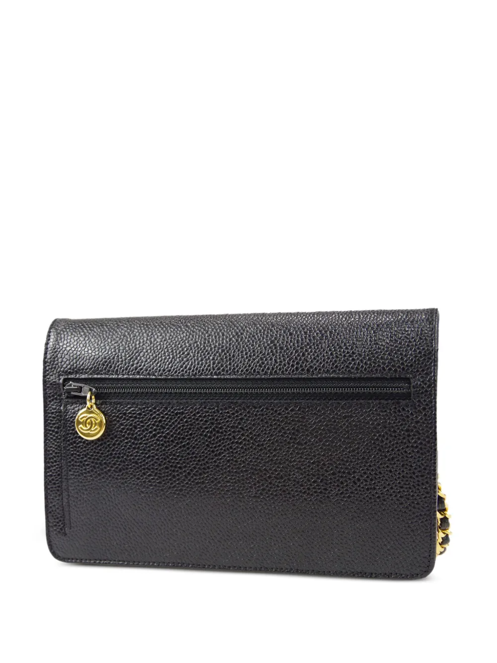 CHANEL Pre-Owned 1997 CC stitch flap wallet-on-chain - Zwart