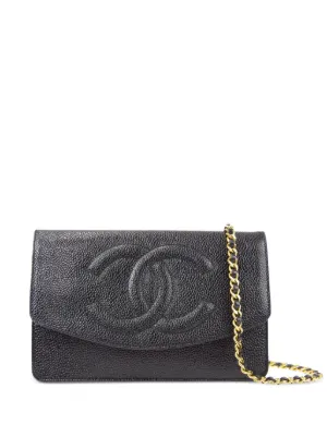 CHANEL Pre Owned 1997 CC Stitch Flap wallet on chain Farfetch