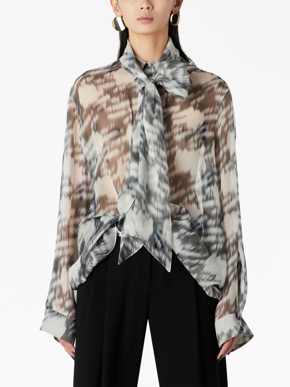 Giorgio Armani Blouse met abstracte print Wit