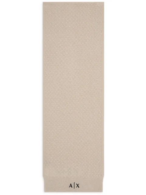 Armani Exchange logo-embroidered lamé-effect scarf