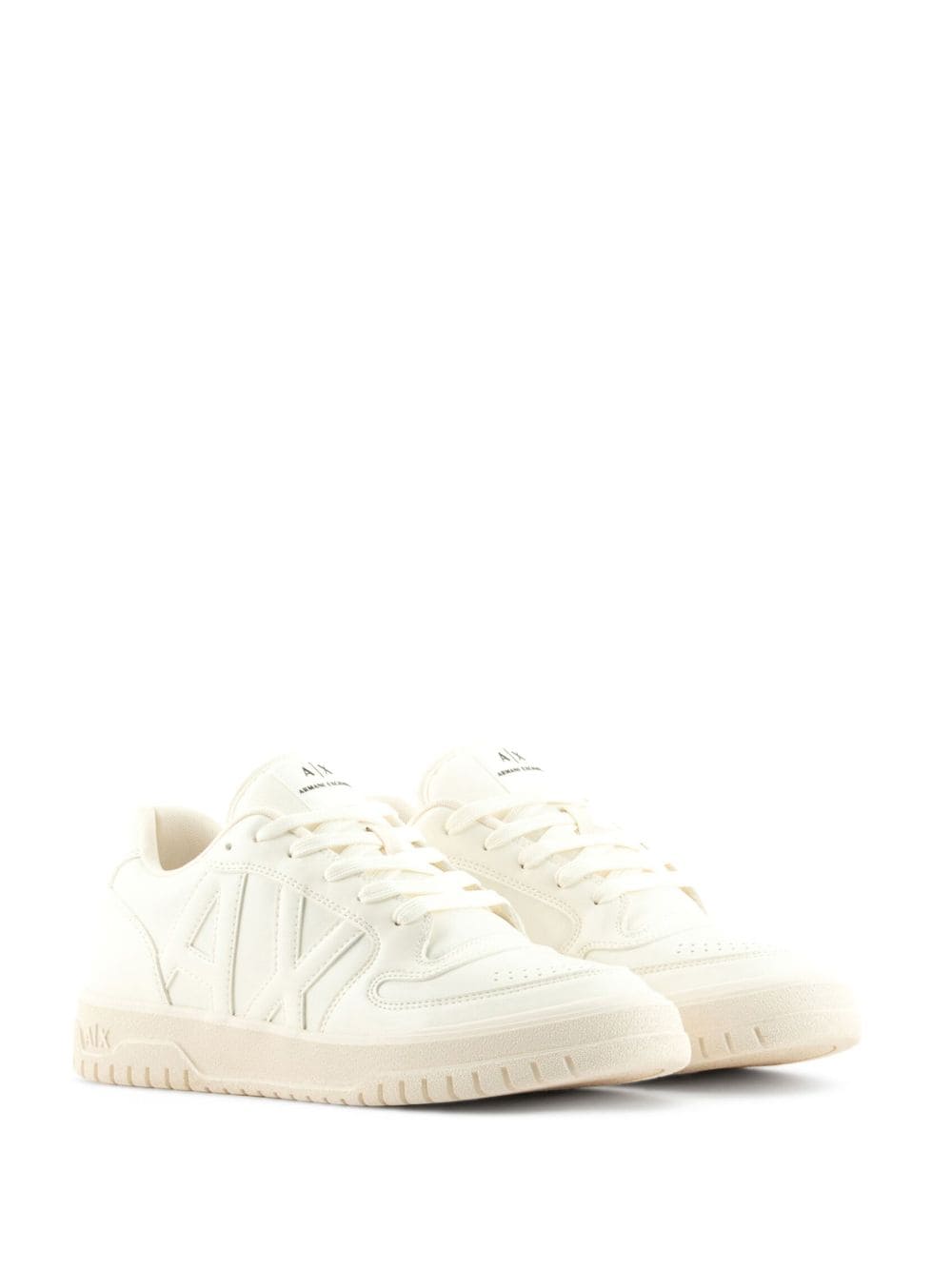 Shop Armani Exchange Embossed-logo Low-top Sneakers In White