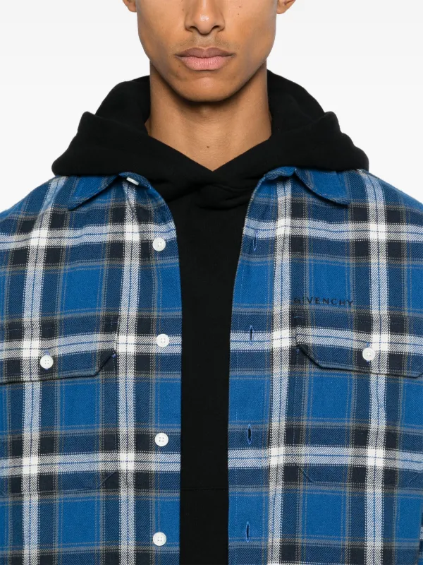 Givenchy check-print Shirt | Blue | FARFETCH JO