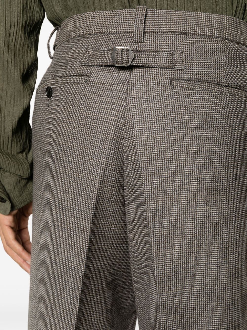 Shop Beams Herringbone Wool Straight-leg Trousers In Grey