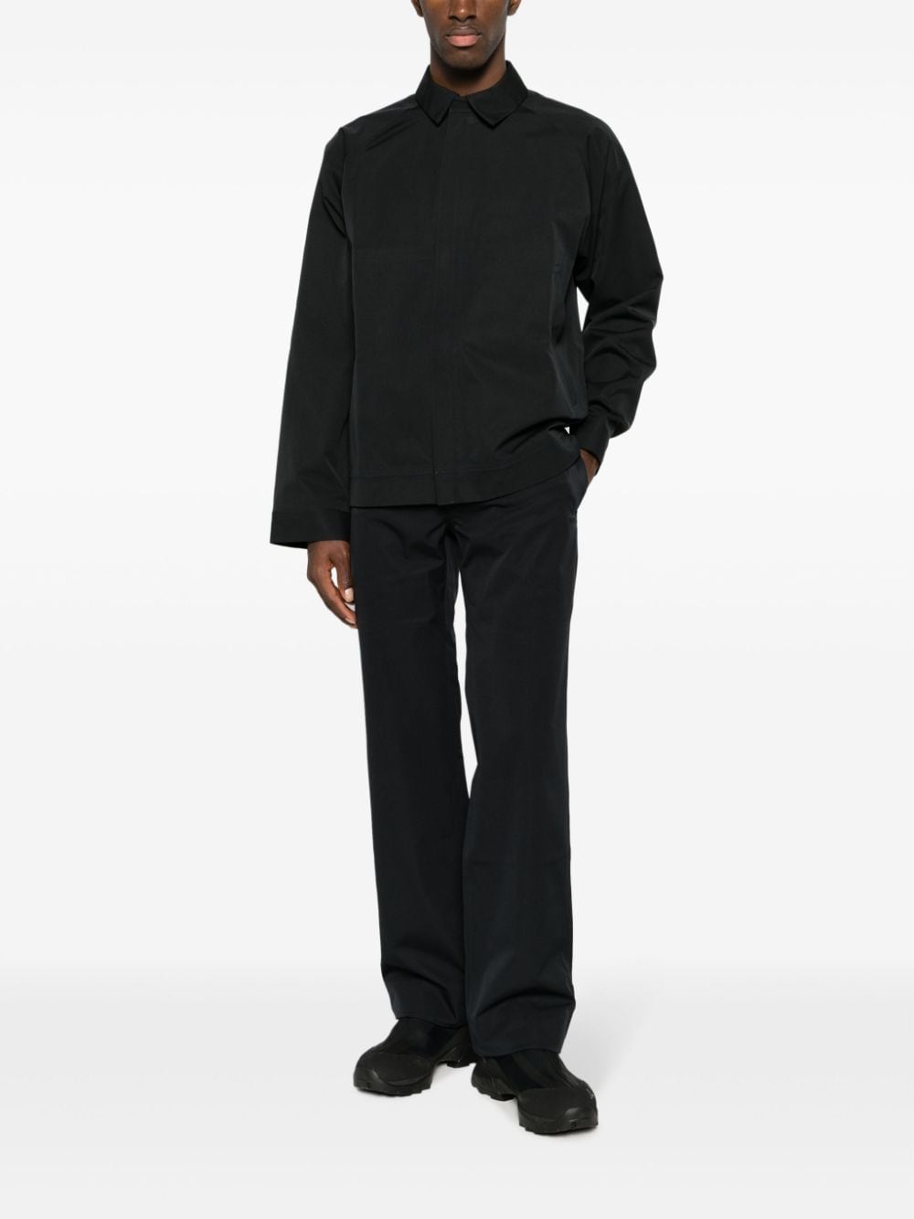 Shop Blaest Standal Ziped Shirt Jacket In Black