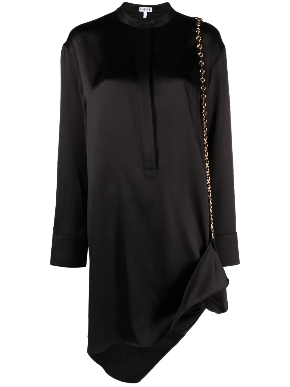 Chain embellished silk shirtdress
