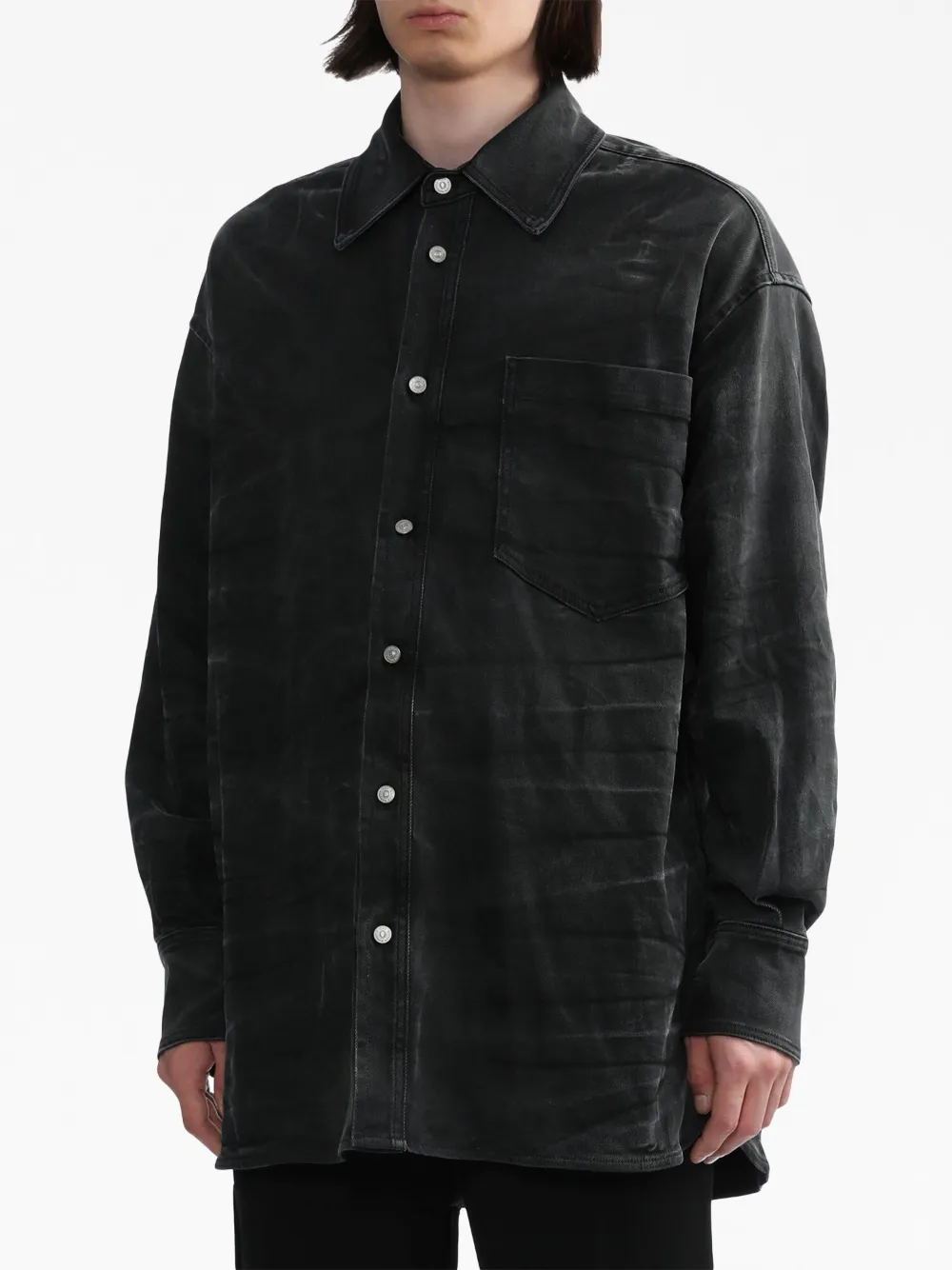 MM6 Maison Margiela whiskering-effect long-sleeve shirt Men