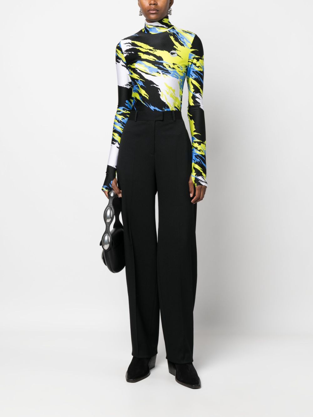 Shop Coperni Abstract-print High-neck Top In Black