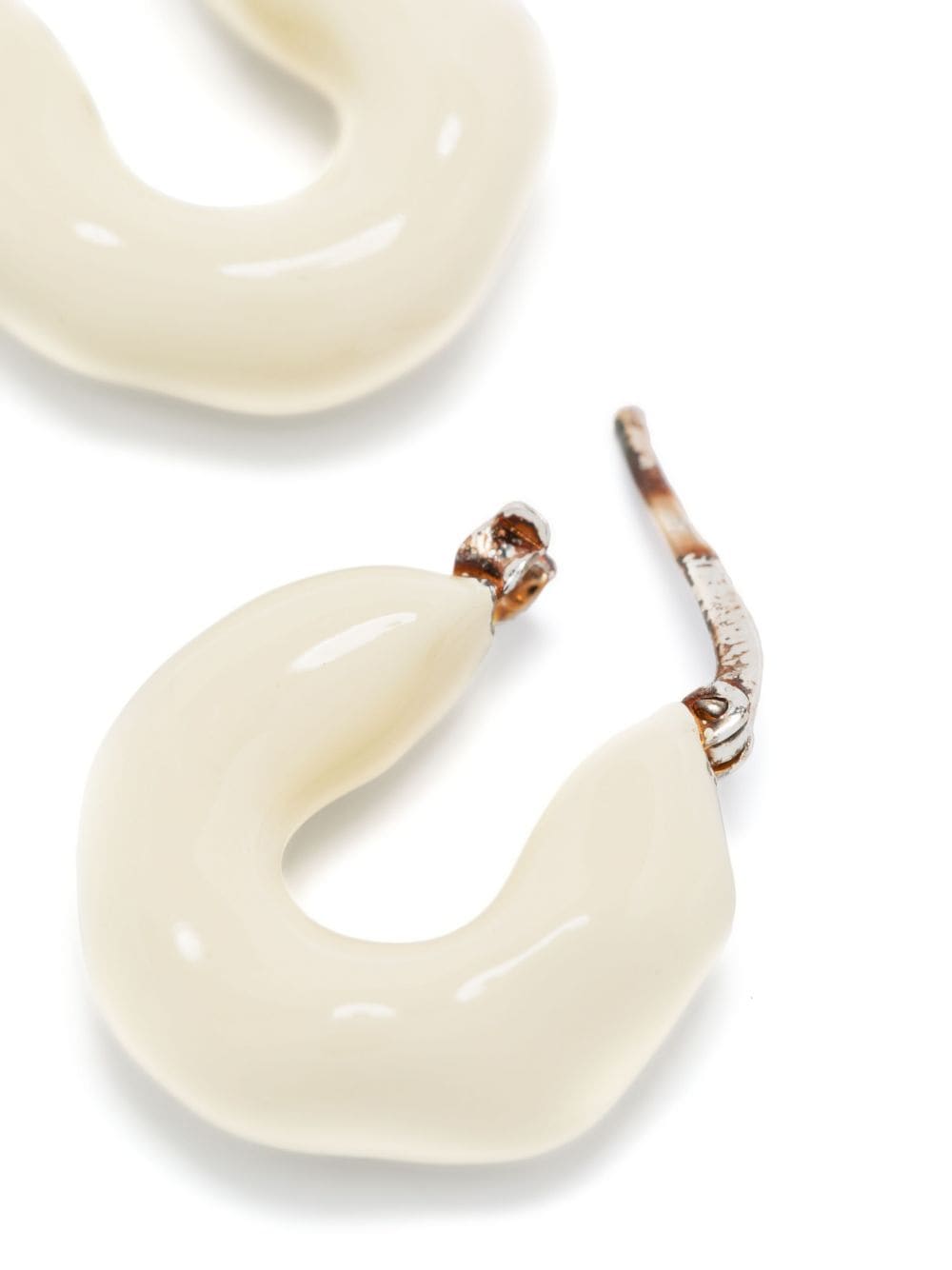 Shop Jil Sander Sculpted Hoop Earrings In Neutrals