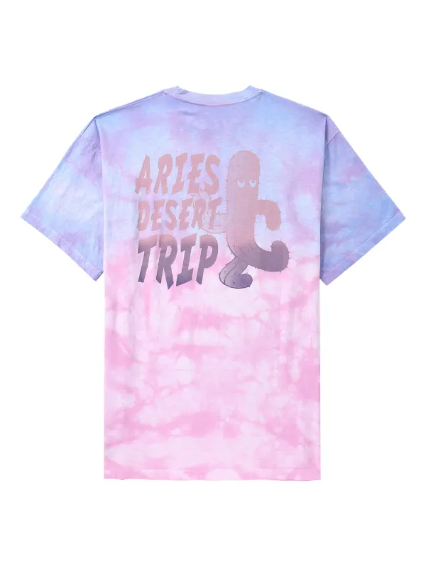 Aries logo-print tie-dye T-shirt | Purple | FARFETCH