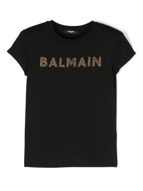 Balmain Kids crystal-embellished logo-print T-shirt 