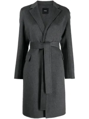 Gray best sale belted coat