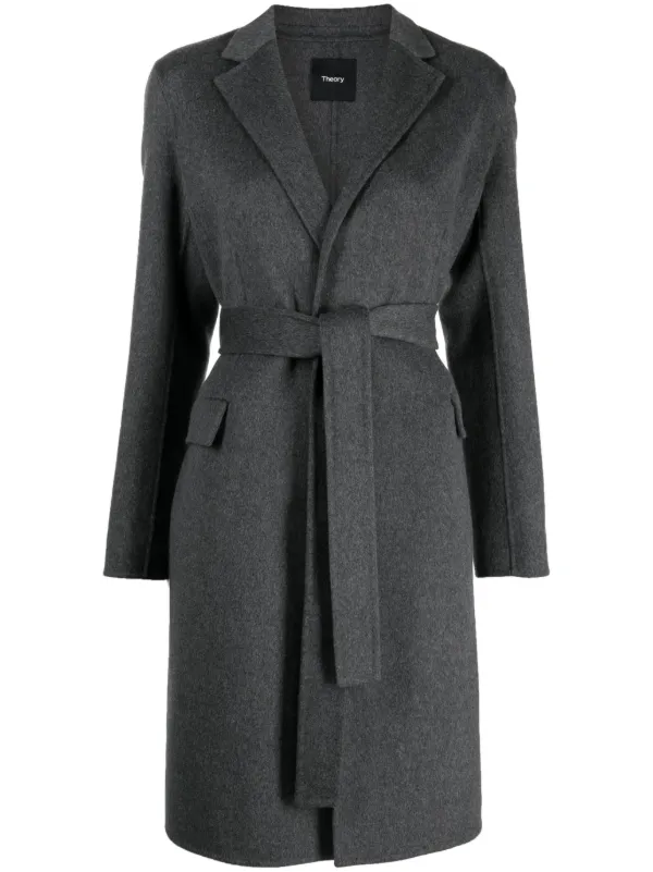 Wool blend long wrap coat sale