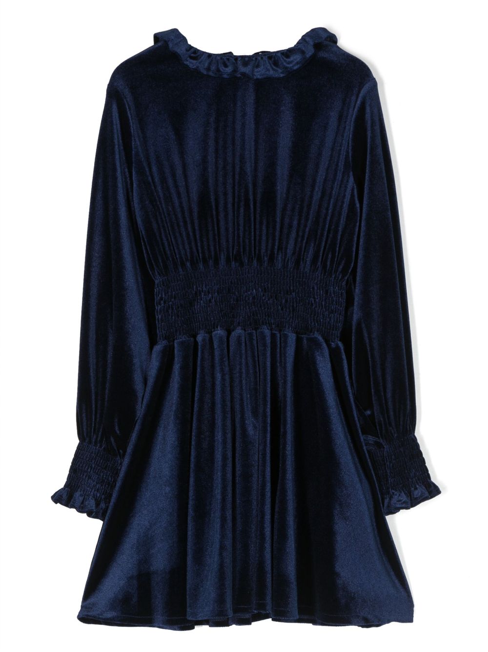 Simonetta velvet long-sleeve flared dress - Blue