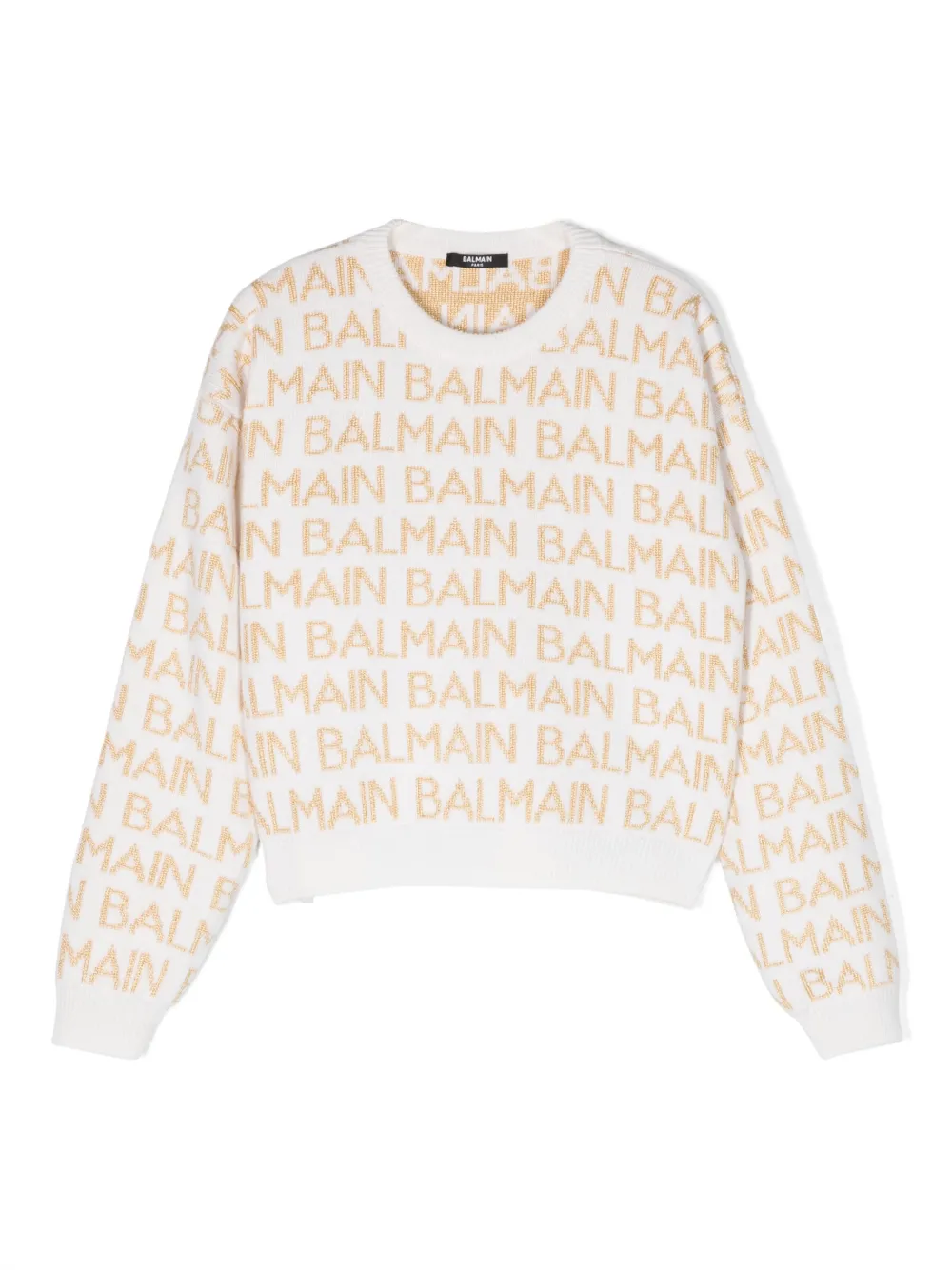 Balmain Kids' Logo-print Knitted Sweatshirt In White