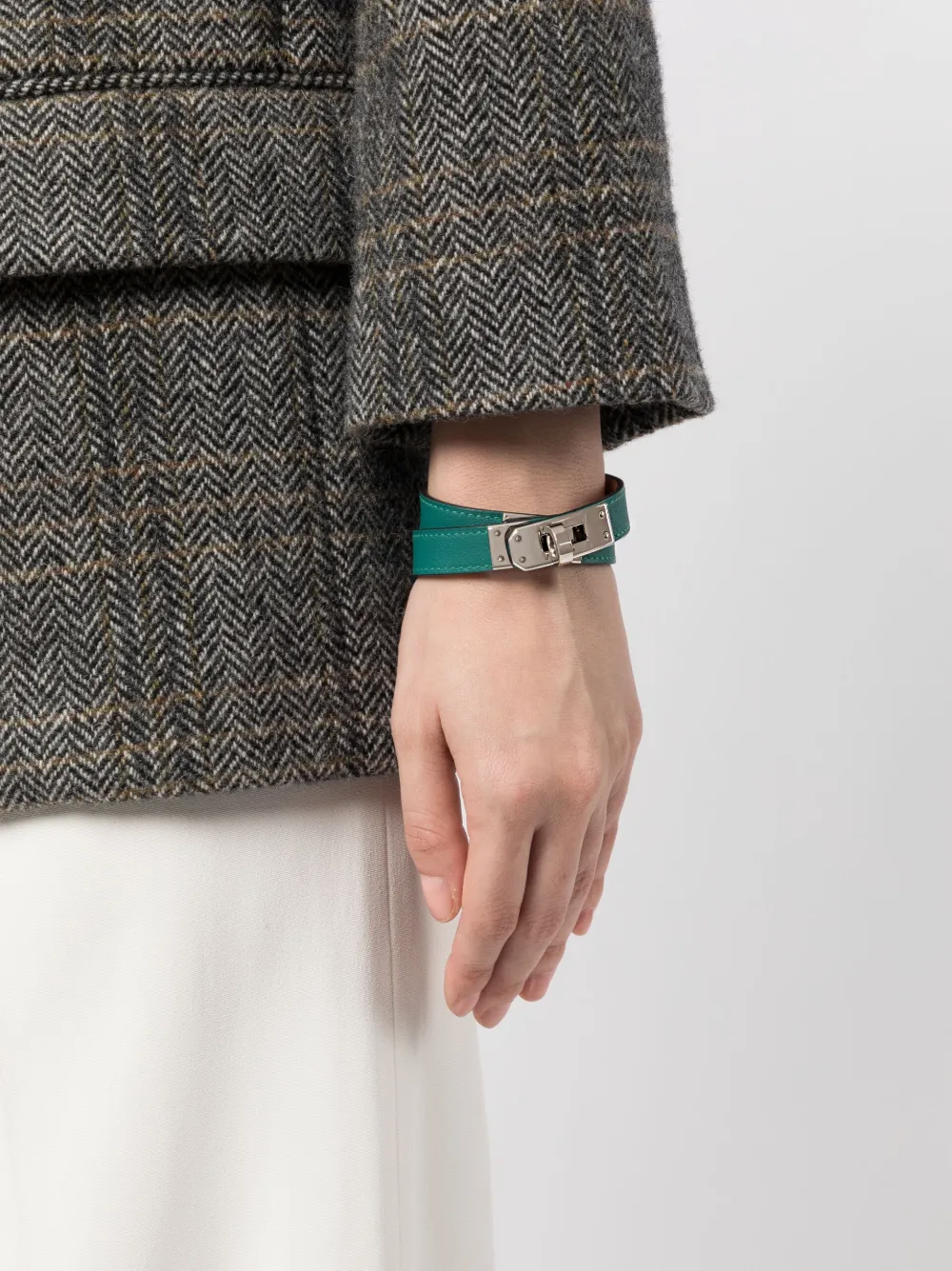 Pre-owned Hermes  Mini Kelly Double Tour Bracelet In Green