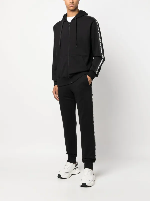 Versace Jeans Couture logo-tape Hooded Jacket | Black | FARFETCH