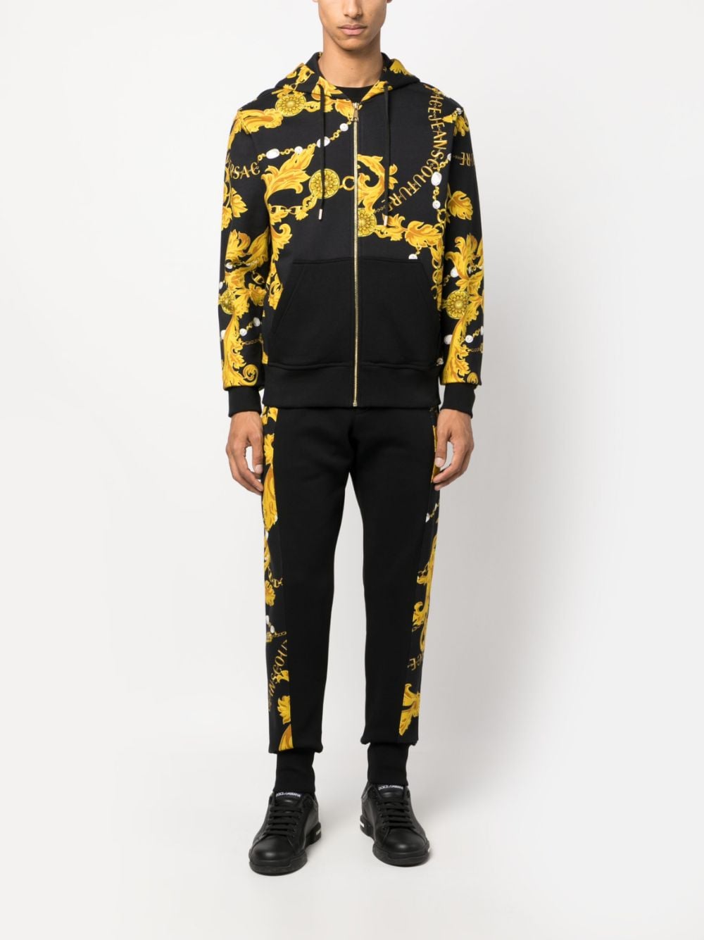 Versace Jeans Couture baroque-print hooded jacket - Zwart