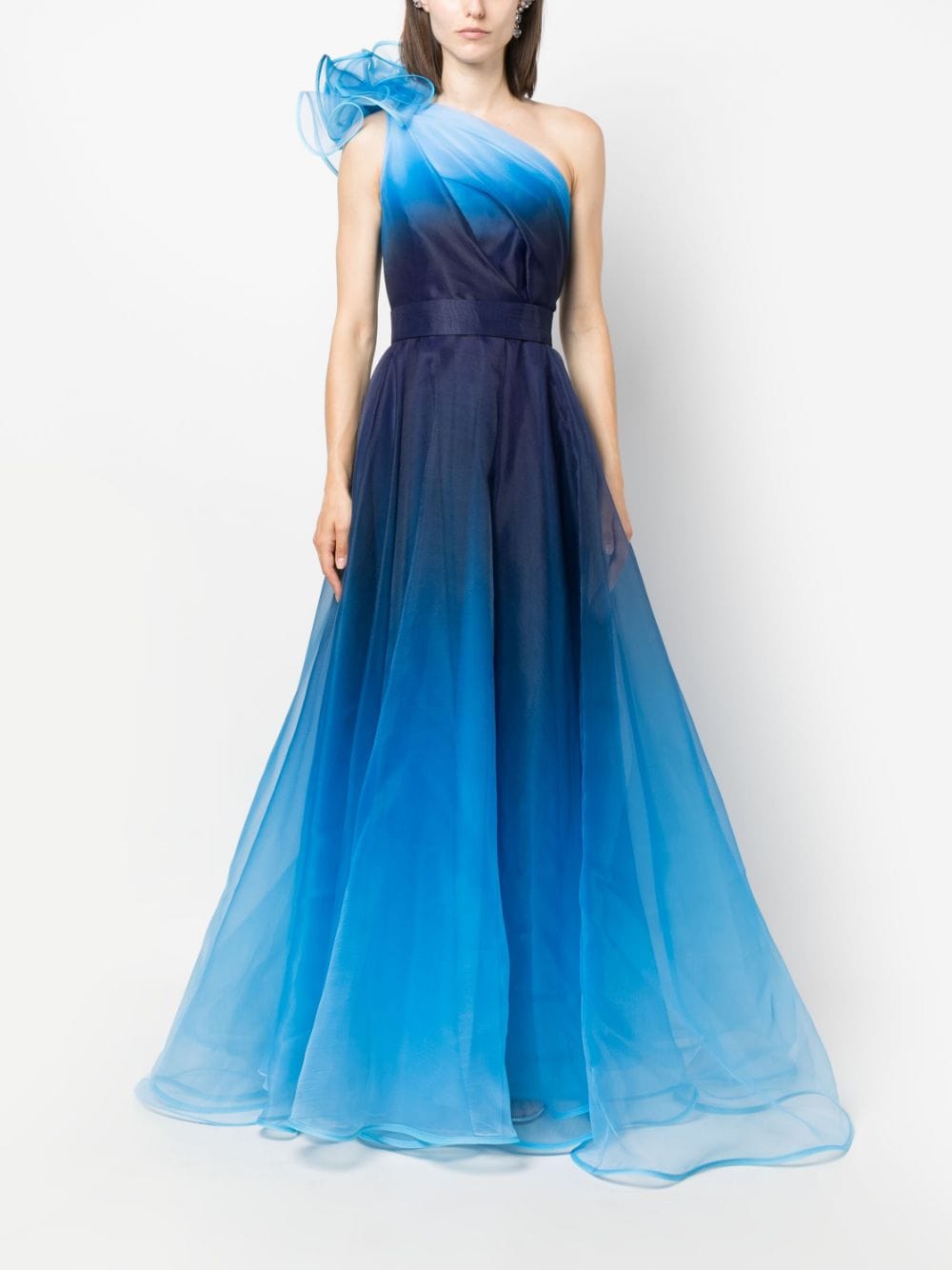 Ana Radu gradient-effect organza maxi dress - Blauw