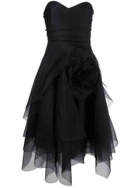 Ana Radu floral-appliqué organza midi dress