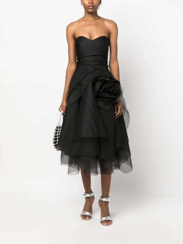 open lace back dress Women's Westin Tent Layered Organza Midi Dress XS/S/M/L/XL/Customize Black