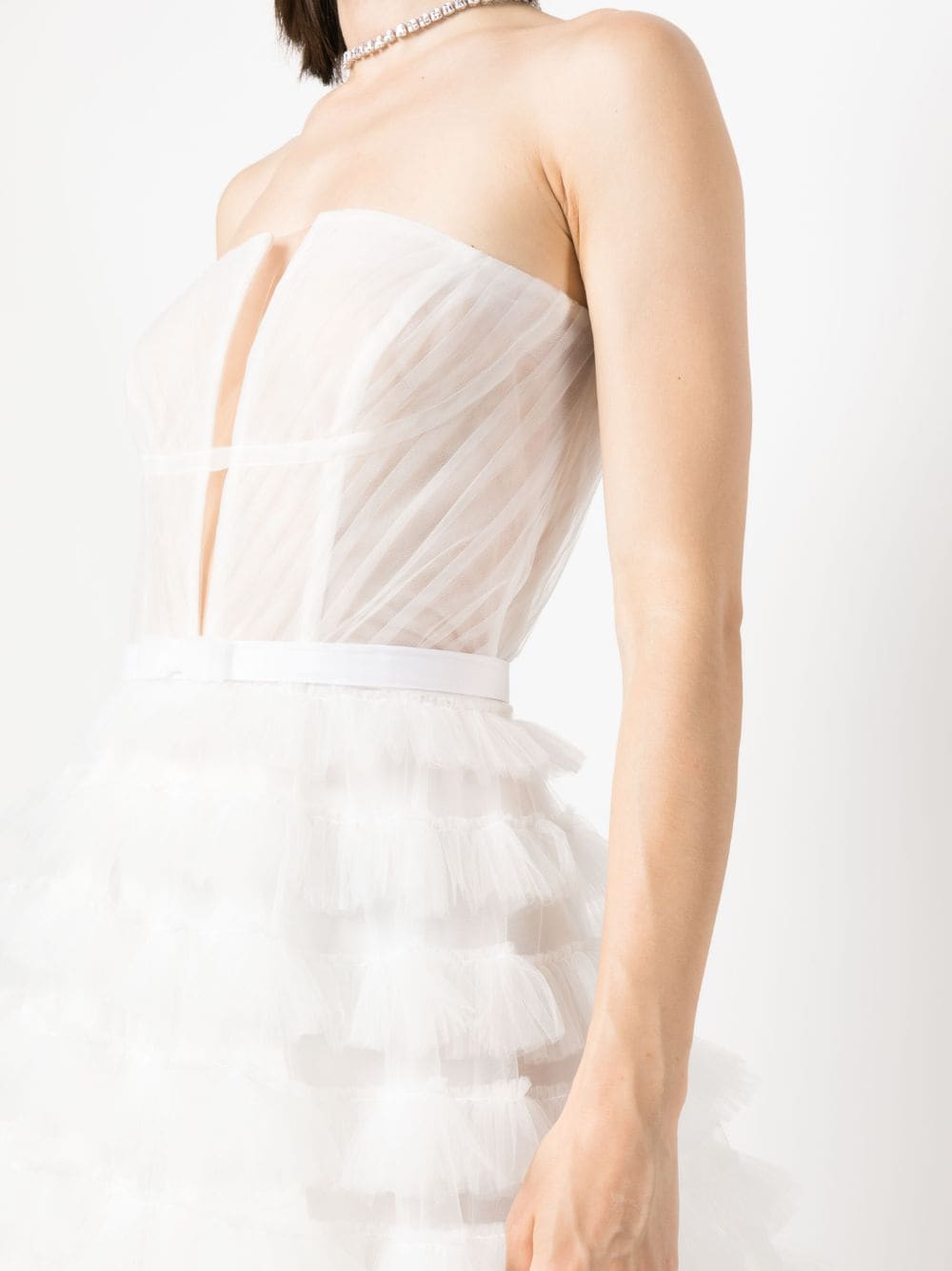 Shop Ana Radu Strapless Ruffled Maxi Dress In Weiss