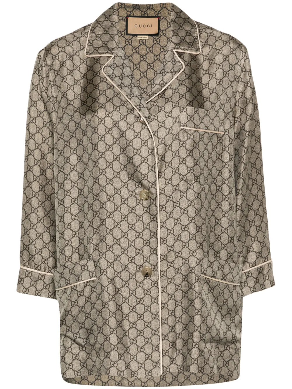 Gucci camisa de seda con estampado GG Supreme | neutro | Image 1