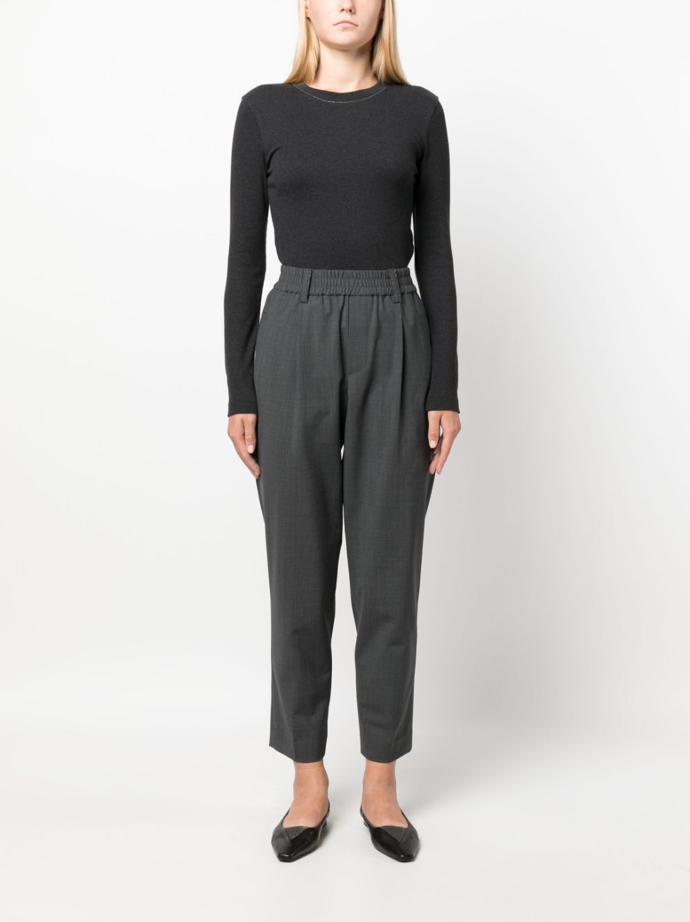 Brunello Cucinelli tapered virgin-wool trousers - Grijs